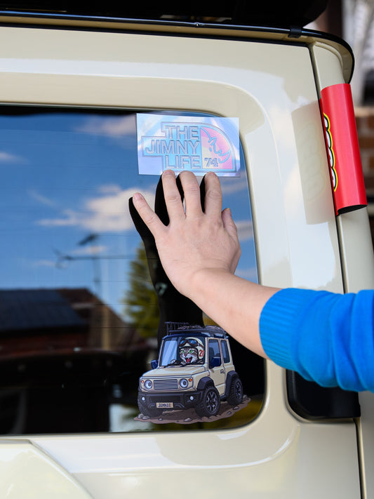 Recommended sticker placements on a Jimny JB74
