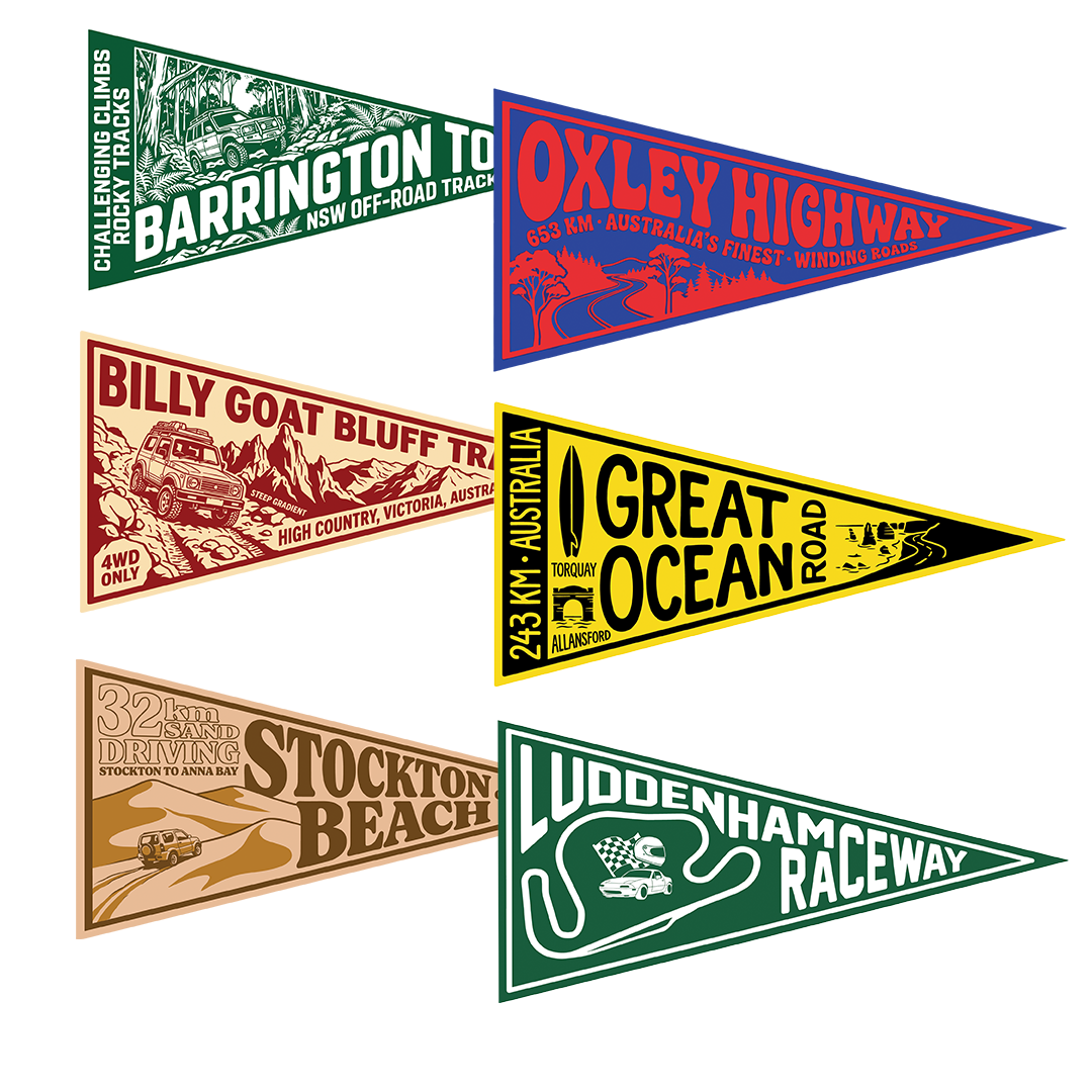 Track Pennant Series UV Stickers